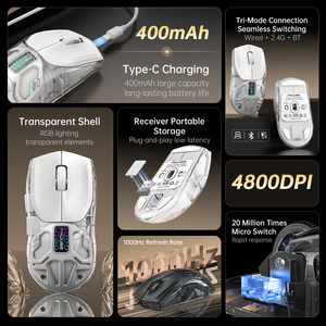 M500 SE 2.4GHz üç modlu kablosuz fare 400mAh şeffaf 4800DPI oyun faresi - Product Image 2