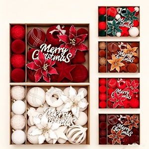 Wholesale 38Pcs Flocked <b>Christmas</b> Ball Ornament Set Velvet Texture Bauble <b>Gift</b> <b>Box</b> Packed Tree Hanging Decoration - Product Image 3