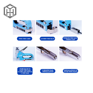 Pistola grapadora de acero de alta resistencia <span class=keywords><strong>para</strong></span> muebles, decoración DIY, artesanías de madera, carpintería, pistola grapadora ajustable Cuatro en Uno - Product Image 3