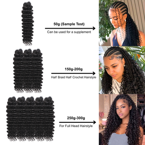 Miracle Knots Feather Crochet: Capelli Umani Ricci Birmani, Trecce Pre-annodate Deep Wave in Capelli Vergini - Product Image 4