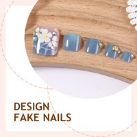 24 faux ongles à presser pour les orteils, plaques d'ongles amovibles Couverture complète des ongles, ferme et imperméable.