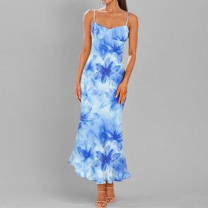 Vestido Casual Largo de Poliéster para Mujer, con Tirantes Finos y Estampado Floral, Servicio de Personalización OEM ODM - Product Image 3