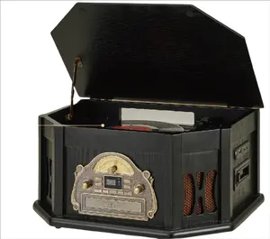 Reprodutor de gravações de vinil, alta qualidade, gramophone phonograph, caneta giratória antiga