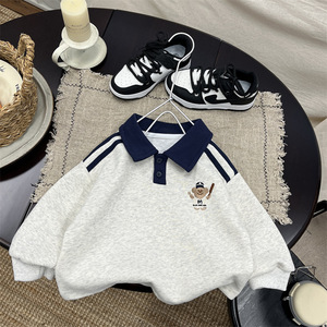 <span class=keywords><strong>Polo</strong></span> brodé personnalisé pour garçons, pull de printemps pour bébé, nouvelle collection 2026, vêtements pour enfants, style coréen, dessin animé, vêtements d'extérieur en coton - Product Image 3