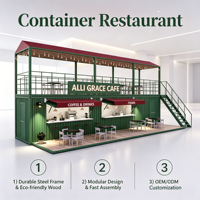 Restaurant modulaire préfabriqué en conteneur avec équipement de cuisine complet, restaurant en conteneur de restauration rapide, fournisseur chinois