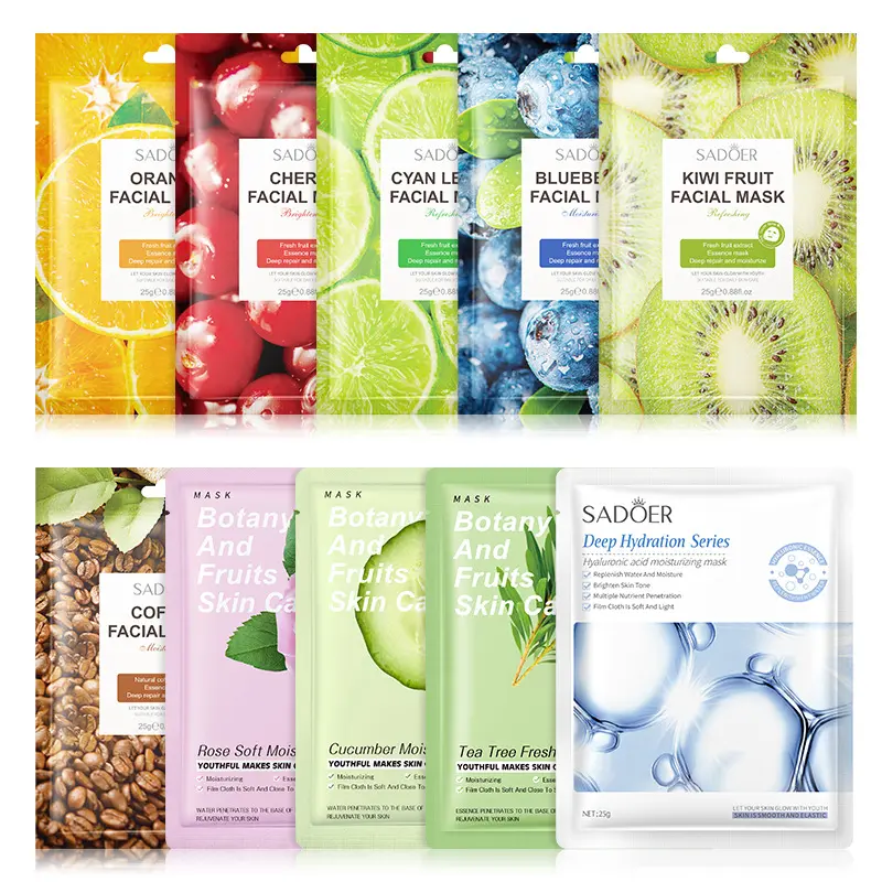 Fabricant personnalisé Orange VC Aloe Soft Skin Deep Moisturizing Sodium Hyaluronic acid Whitening Face Beauty Facial Mask Sheets