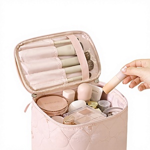 Cosmetic Storage <b>Bag</b> Large Capacity Portable Nylon Durable <b>Travel</b> Makeup Organizer with Brush <b>Compartment</b> for Women - Product Image 4