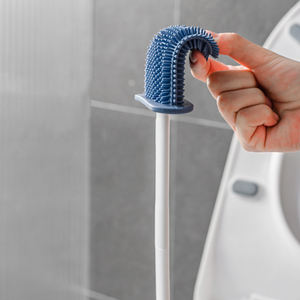 Brosse de toilette en silicone TPR avec support mural, ensemble brosse et support pour cuvette de toilette, poils en silicone pour sol - Product Image 2