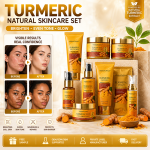 Coffret de Soins au Curcuma Marque Blanche OEM avec Effet Blanchissant et Éclaircissant, Kit Apaisant et Illuminateur au Curcuma, Ensemble Cosmétique au Curcuma - Product Image 1