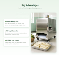 Automatische bananen schilmachine, groene plantainschiller, 150kg/u, roestvrij staal, voor bananenchips productielijn