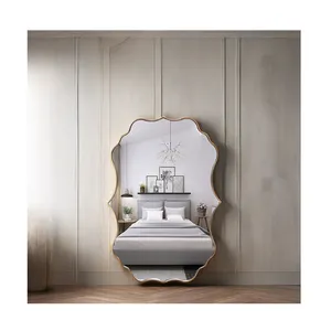Vendita calda hollywood vinaty decorazione per la casa infrangibile lungo pieno legngth grande irregolare appeso a parete specchio miroir espejo spiegel