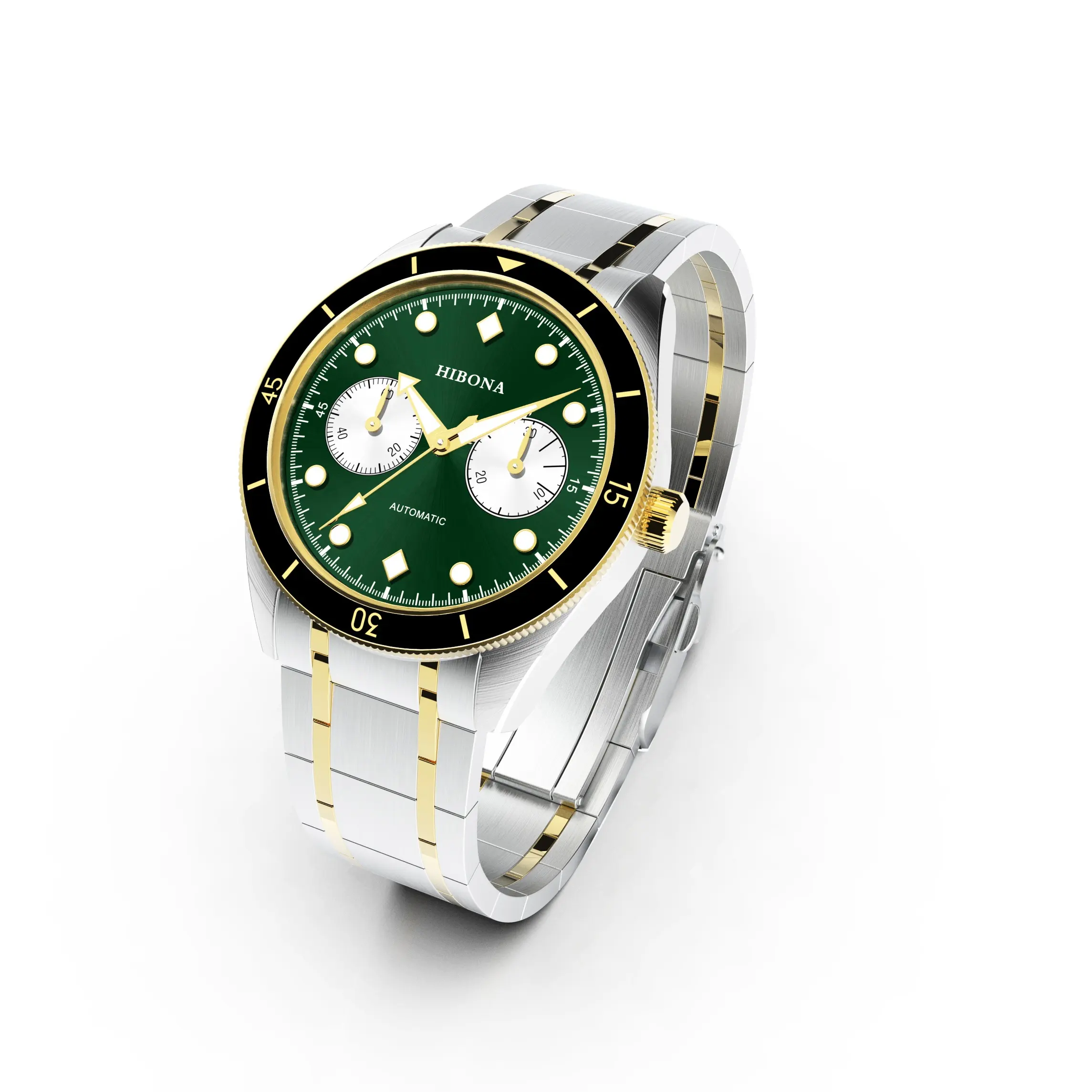 Sveston relógio masculino, atacado verde face panda mostrador automático cronógrafo mecânico <span class=keywords><strong>relógios</strong></span> para homens