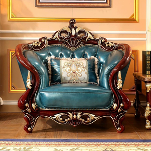 यूरोपीय शैली ठोस लकड़ी सोफे 123 संयोजन ठोस लकड़ी डबल-पक्षीय नक्काशी, अमेरिकी विला लिविंग रूम सोफा संयोजन सेट - Product Image 4