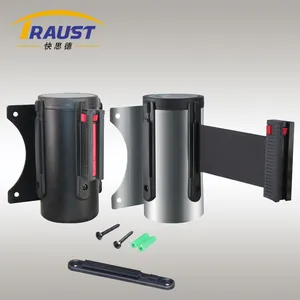 Traust Crowd Contral Wall Mount Mounted 3meter 5m Queue Retractable Belt Barrier Stanchion