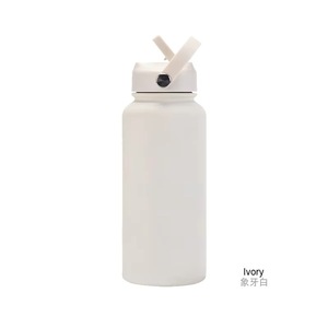 Large Capacity Wide Mouth Vacuum Insulated Water <b>Bottle</b> Stainless Steel Sports Straw Cup with Portable Handle Wholesale - Product Image 1