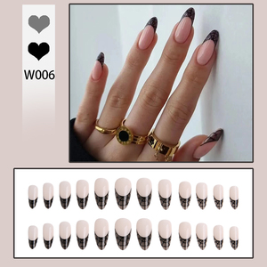 Ensemble de 24 <span class=keywords><strong>faux</strong></span> <span class=keywords><strong>ongles</strong></span> en ABS à couverture complète, design carré 3D personnalisé, avec <span class=keywords><strong>colle</strong></span>, pointe noire française, <span class=keywords><strong>ongles</strong></span> à presser doux - Product Image 1