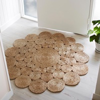 Tapis rond en jute bio, tissé à la main, à poils moyens de 8 mm d'épaisseur, pour salon, canapé, table basse, chambre, chevet, extérieur, compatible aspirateur