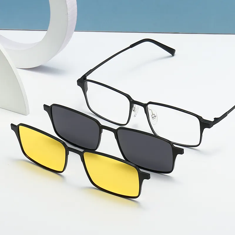 Grigio JACK rettangolo polarizzato magnetico 3 pezzi montatura per occhiali con protezione UV400 per uomo donna