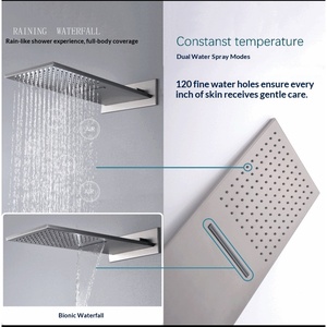 Robinetterie thermostatique encastrée en laiton avec douchette pluie pour salle de bain, ensemble de <span class=keywords><strong>douche</strong></span> eau froide et chaude - Product Image 4