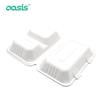 Boîte à lunch Oasis à 2 compartiments, sans BPA, compatible micro-ondes, chauffable, étanche, anti-graisse, écologique, en bagasse