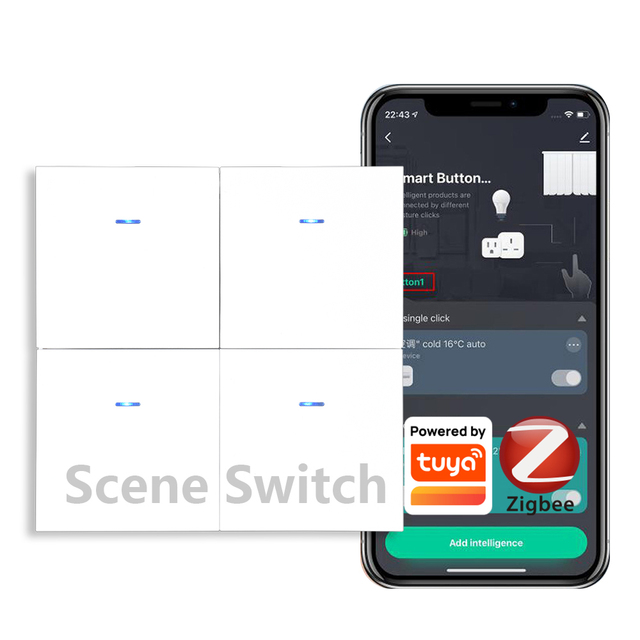 ZB-SG-4 ZigBee Wireless Scene Switch 12 Control Modes Handheld Push Button Setup Home Automation Scenario Tuya Smart Devices