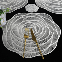 Napperons de table roses très populaires pour table à manger, napperons texturés de luxe, découpés à l'emporte-pièce, en PVC souple, pour la décoration de table à la maison ou lors de fêtes