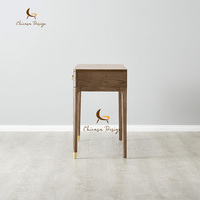 Console de salon moderne haut de gamme en parquet avec tiroirs, embouts en laiton, bois de noyer, écologique