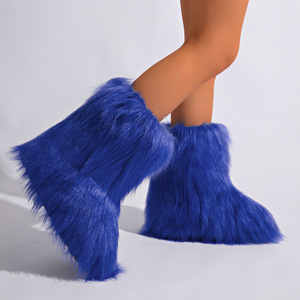 2025 nouveau Y2k femmes hiver neige bottes en plein air luxe fourrure courte fausse fourrure de renard bottes femmes en peluche chaud plate-forme chaussures - Product Image 4