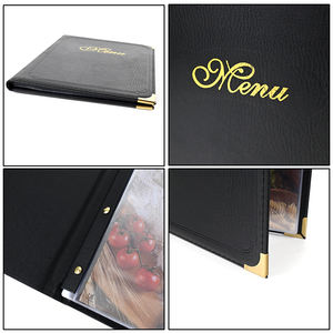 कस्टम प्रीमियम pvc चमड़े के मेनू फ़ोल्डर डबल व्यू कवर बुक/होटल/बार/कॉफी हाउस मेनू धारक के लिए - Product Image 2