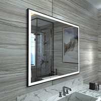 Customized Size Square Modern Sensor Touch Switch Aluminum Alloy Bath Mirrors Three Color Lights IP66 Rated Wall Led Salon Hotel