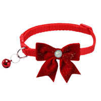 Collier de Noël festif Zoyi pour animaux de compagnie, design mignon avec nœud papillon et clochettes colorées, accessoire de cou pour les fêtes pour chats et chiens