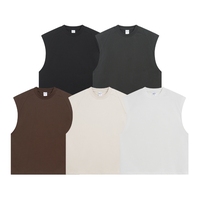 Oversize YKH 275GSM algodón de alta calidad personalizado propio logotipo liso sin mangas Camiseta ajustada peso pesado de talla grande camisetas de hombre