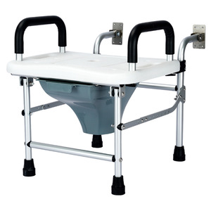 Siège de toilette mural convertible avec accoudoirs réglables en alliage d'aluminium pour personnes âgées et femmes enceintes - Product Image 1