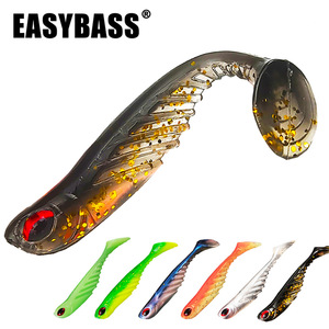 Leurre de pêche souple en PVC de 7 cm, 2,8 g, yeux 3D réalistes, queue en T côtelée, appât souple phosphorescent pour la pêche au bar en eau douce - Product Image 1