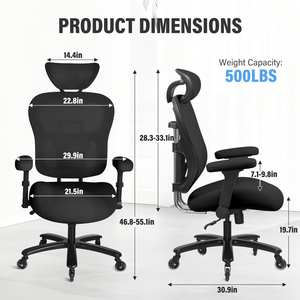 Ergonomic Mesh Office Chair 500LBS Big and Tall, Adjustable Backrest & Lumbar Support, Flip-up Armrests, Lockable Tilt Home <b>Desk</b> - Product Image 2