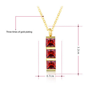 Ensemble collier et boucles d'oreilles en zircon pour femme, géométrique, avec serti carré rouge, bijoux de mode pour soirée - Product Image 5
