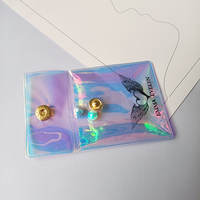 Sac en plastique PVC holographique coloré en matériau recyclé, pochette transparente à fermeture éclair pour bijoux, boucles d'oreilles, bracelets