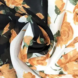 Высококачественная дышащая Цветочная цифровая печать мягкая шифоновая ткань жоржет для женского платья шифоновая ткань с принтом