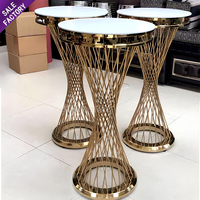 Table de bar haute ronde d'extérieur en acier inoxydable doré et blanc pour événements, banquets de mariage et fêtes – Offre spéciale