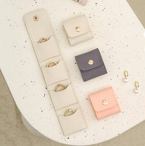 Custom Portable Jewelry Packaging Bag Velvet Travel Mini Ring Earring Storage Pouch Snap Button Jewelry Organizer Bag for Gift - Product Image 2