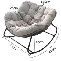 Fauteuil à bascule carré capitonné en rotin Kanepe, confortable et inclinable, avec dossier réglable, ensemble rembourré pour salon, hôtel, villa