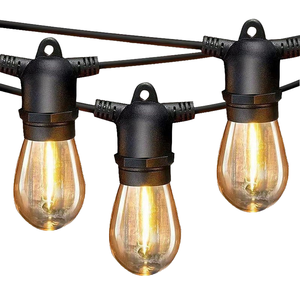 JAIYI-Cadena de luces para exteriores S14 con energía solar, 15 bombillas LED para colgar en el jardín, patio/bistró/Café, lámpara de plástico con carga USB - Product Image 3