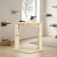 Hamac tour moderne en sisal pour animaux de compagnie et griffoir pour chat avec balle interactive suspendue, emballage en carton écologique pour chats d'intérieur