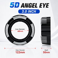 Anneau lumineux Halo Angel Eye RGB en cristal acrylique 5D de 3,0 pouces avec contrôle via application Bluetooth pour la rénovation des phares de voiture