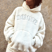 Costume pour homme chaud et décontracté en polaire d'agneau à la mode Ensemble sweat à capuche Sherpa brodé uni Survêtement surdimensionné pour l'hiver