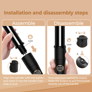 <span class=keywords><strong>Fer</strong></span> à <span class=keywords><strong>boucler</strong></span> professionnel à trois tubes LCD à température contrôlée, avec bagues interchangeables, pour ondulations, OEM ODM Vente en gros - Product Image 5