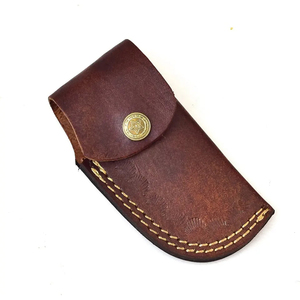 Cuchillo plegable de acero de Damasco, cuchillo de caza de supervivencia, cuchillos plegables de acero de Damasco de autodefensa para exteriores con Funda de cuero - Product Image 3