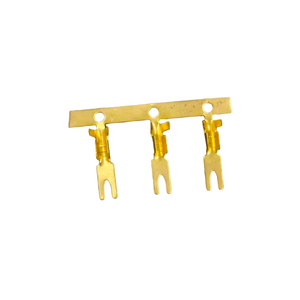 บริการงานกลึงตามสั่ง ขั้วต่อทองเหลืองแบบ U-Lug ชุบทอง ขั้วต่อสายไฟแบบ Crimp สำหรับชุดสายไฟอิเล็กทรอนิกส์ - Product Image 4