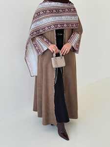 Abaya a Maniche Larghe con Design a Blocchi di Colore, Abbigliamento Islamico Premium Traspirante <span class=keywords><strong>per</strong></span> Donne Musulmane, Modesto <span class=keywords><strong>per</strong></span> Matrimoni, Autunno Primavera - Product Image 4