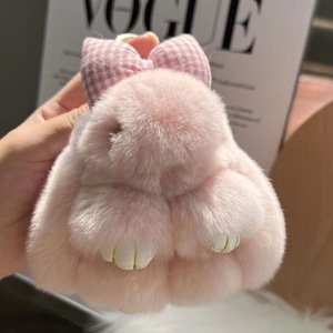 New Arrival nhỏ Dễ Thương Thỏ Kawaii Bow Bunny <span class=keywords><strong>Keychain</strong></span> Mặt dây chuyền Túi ba lô PURSE Charm Fluffy thỏ Pom Pom móc khóa - Product Image 1